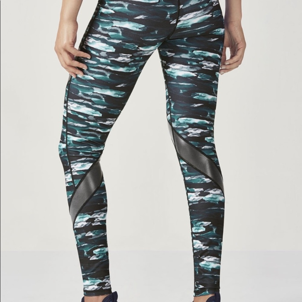FABLETICS Powerhold Jeannette Legging Mesh Mid-Rise‎ Camo Green Black Sz S EUC